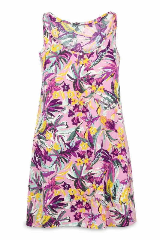 Front view of Sleep Well women’s pink floral babydoll dress, size UK 8
