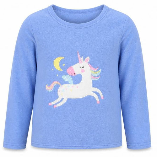 PJ Collections Girls Blue Animal Print Fleece Top Pyjama Top Size 9-10 Years  - Unicorn