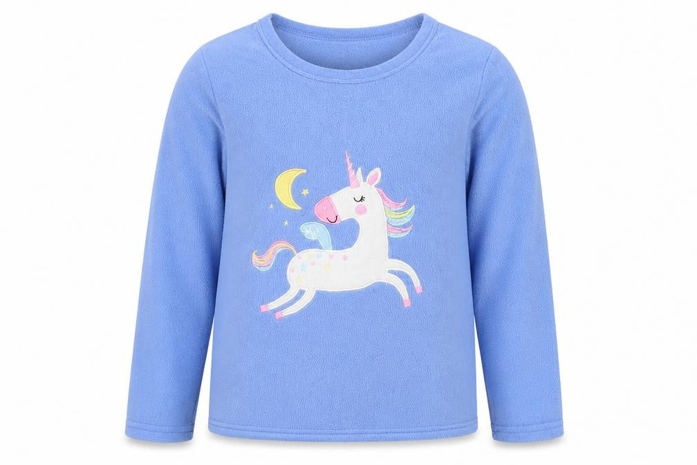 PJ Collections Girls Blue Animal Print Fleece Top Pyjama Top Size 9-10 Years  - Unicorn