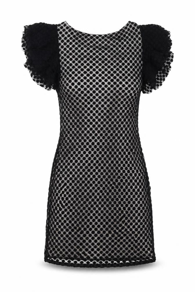TFNC Womens Black Polka Dot  Mini  Size L  - Open Back