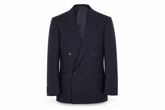 Front view of Debenhams men’s blue striped jacket suit jacket, size 38