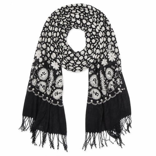 Preworn Womens Black Geometric   Shawl/Wrap