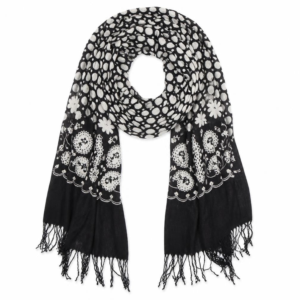 Preworn Womens Black Geometric   Shawl/Wrap
