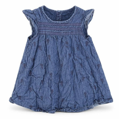 John Lewis Girls Blue Floral Denim A-Line  Size 9-12 Months