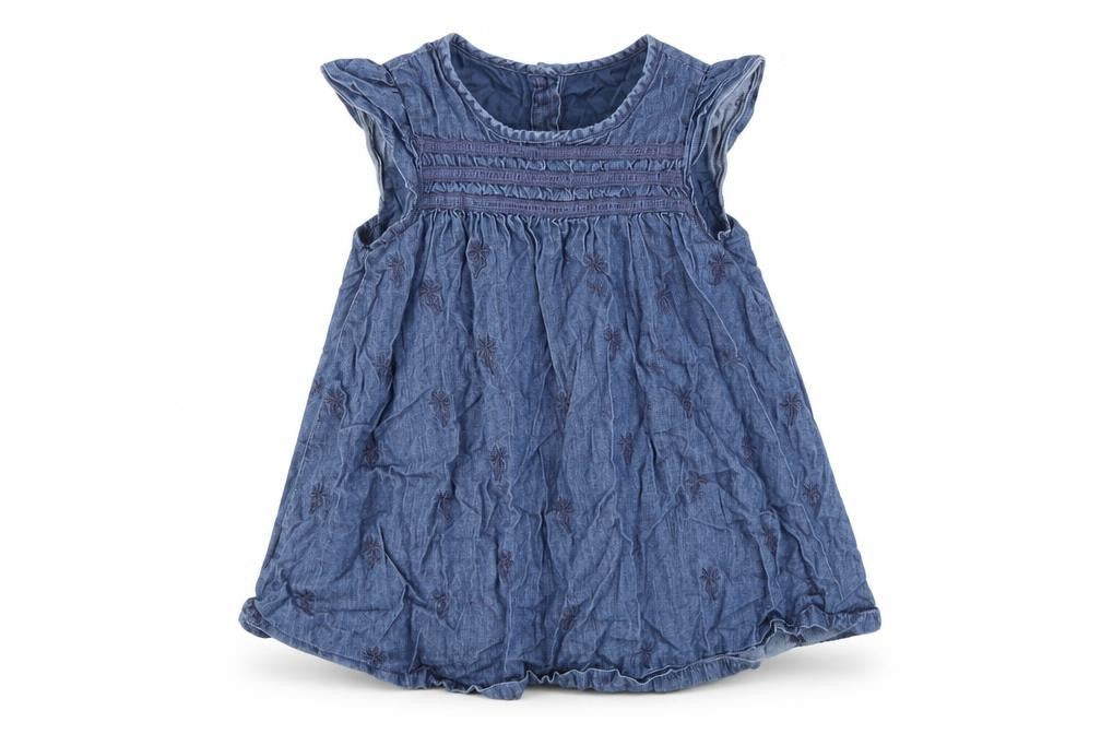 John Lewis Girls Blue Floral Denim A-Line  Size 9-12 Months
