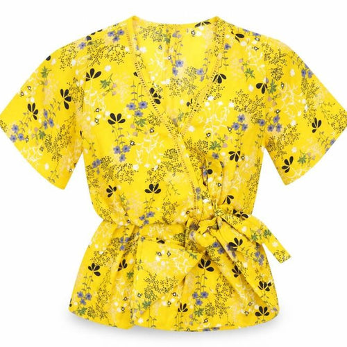 Sienna Sky Womens Yellow Floral  Basic Blouse Size XS