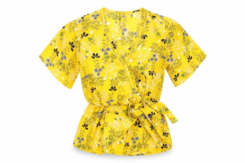 Sienna Sky Womens Yellow Floral  Basic Blouse Size XS