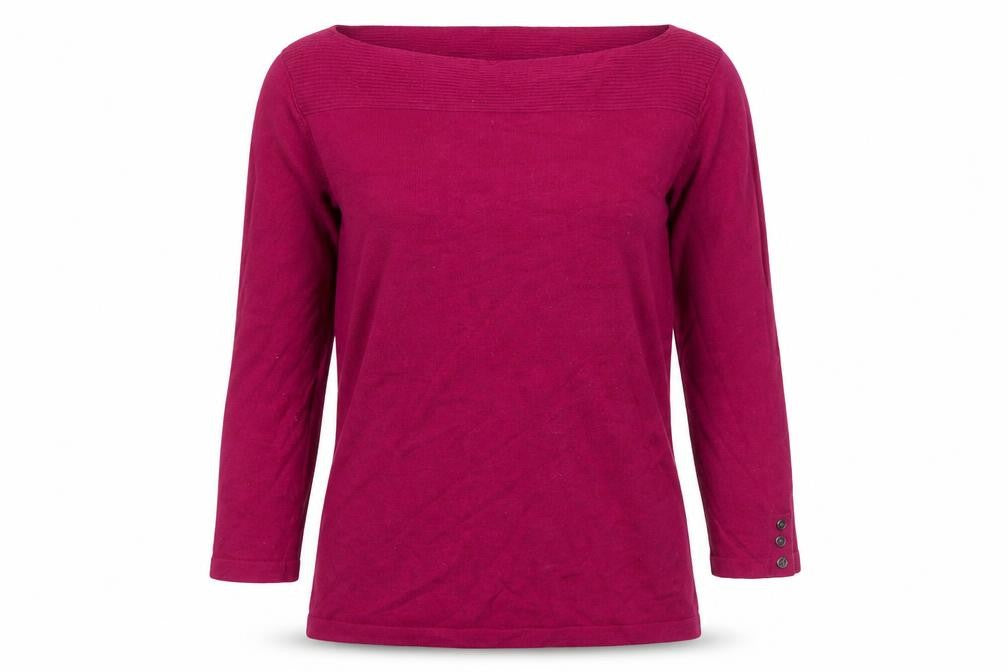 Front view of Next women’s purple knit jumper, size UK 10