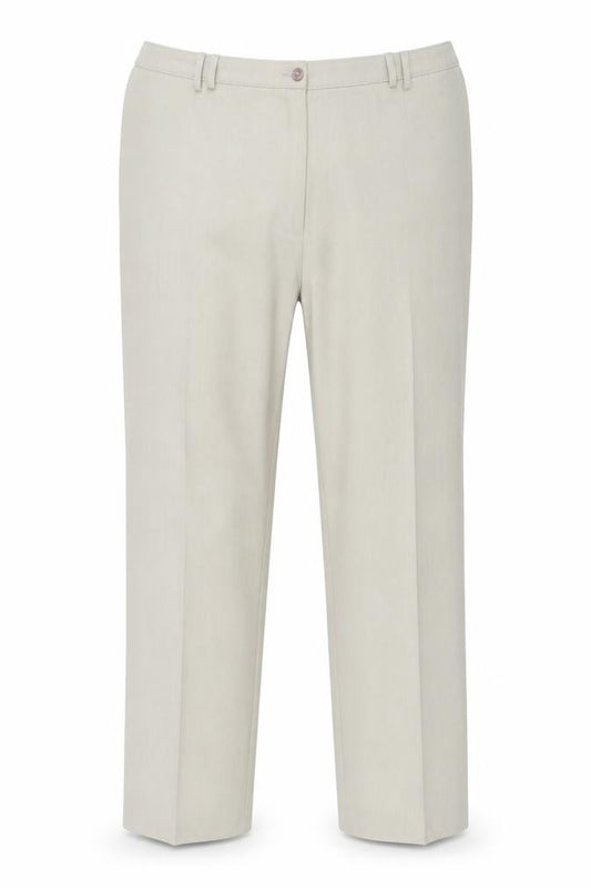 Front view of Slimma women’s beige trousers, size UK 22, in, 27-inch leg