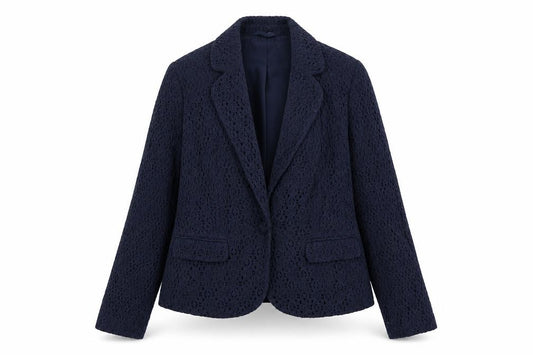 Front view of Atmosphere women’s blue jacket, size UK 12