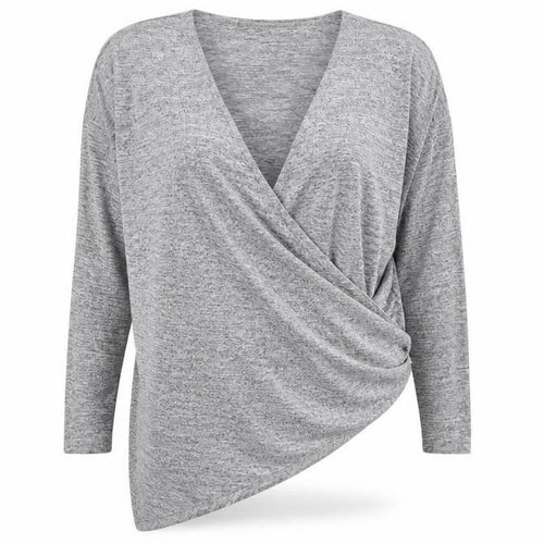 Boohoo Womens Grey   Wrap Blouse Size M