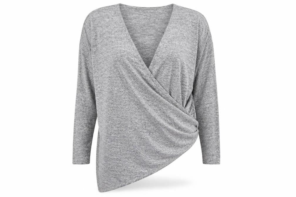 Boohoo Womens Grey   Wrap Blouse Size M