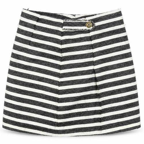 Preworn Womens White Striped  A-Line Skirt Size 8
