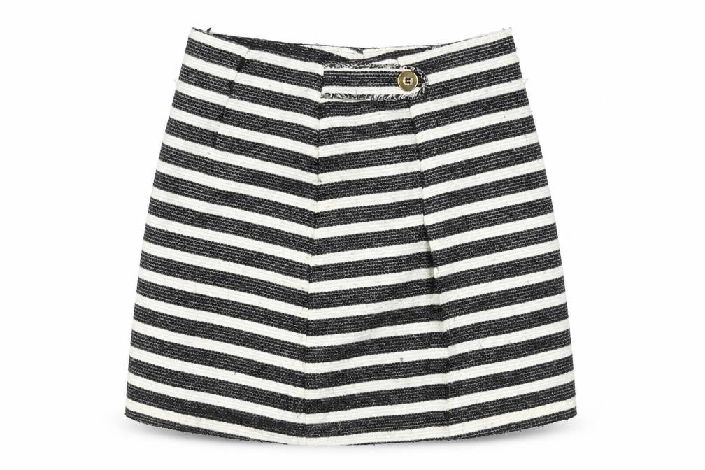 Preworn Womens White Striped  A-Line Skirt Size 8