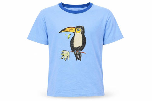Front view of Jim Thompson boys’ blue basic t-shirt, size M
