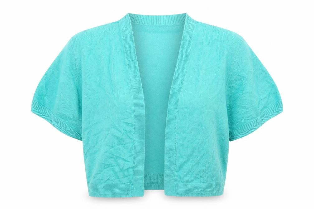 Front view of Tu women’s green cardigan jumper, size UK 12