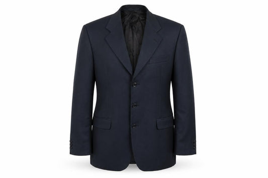 Front view of Pinstripe men’s blue jacket suit jacket, size 40