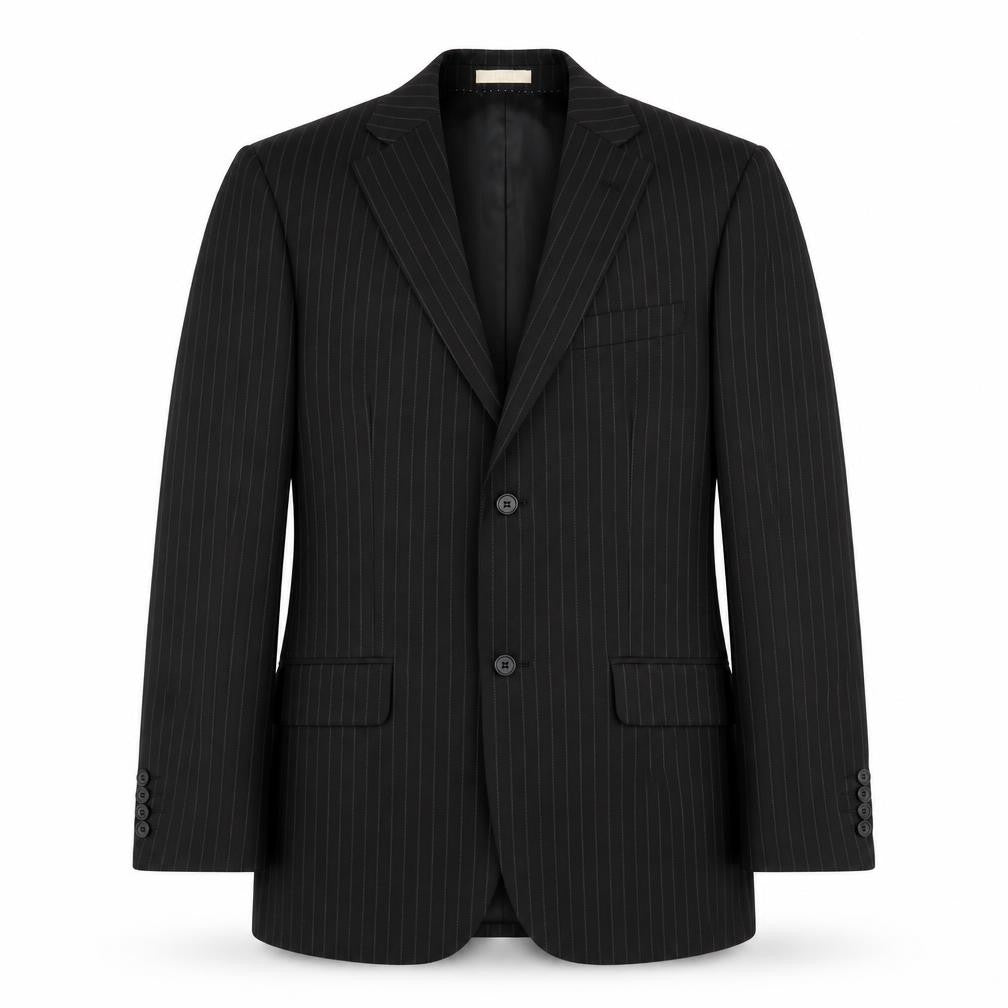 Greenwoods Mens Black Striped  Jacket Suit Jacket Size 38