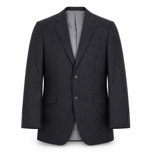 Front view of Marks & Spencer men’s grey striped jacket suit jacket, size L