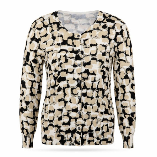 Pomodoro Womens Beige Geometric Knit Cardigan Jumper Size 10