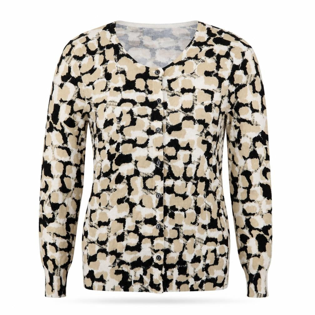 Pomodoro Womens Beige Geometric Knit Cardigan Jumper Size 10