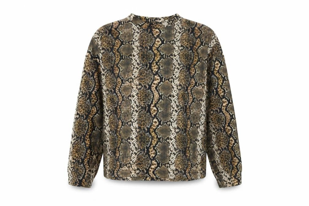 George Womens Green Animal Print  Pullover Sweatshirt Size M