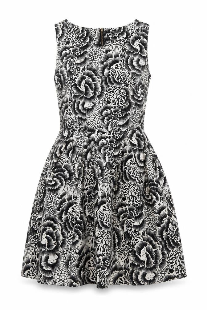 Yumi Womens Black Floral  Fit & Flare  Size 12