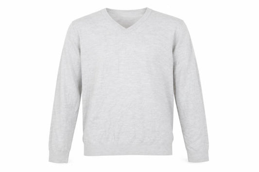 Front view of Gap men’s grey knit jumper, size L