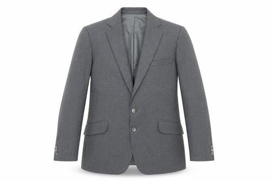 Front view of Brook Taverner men’s grey jacket suit jacket, size 38