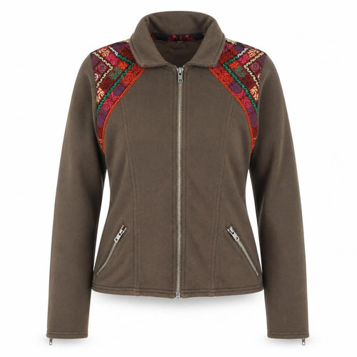 Ecole Womens Brown Geometric  Jacket  Size S