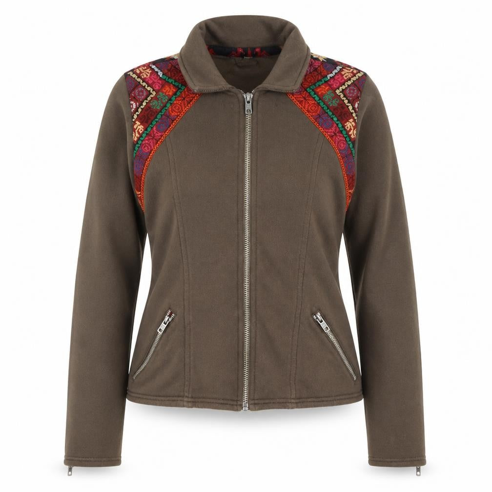 Ecole Womens Brown Geometric  Jacket  Size S