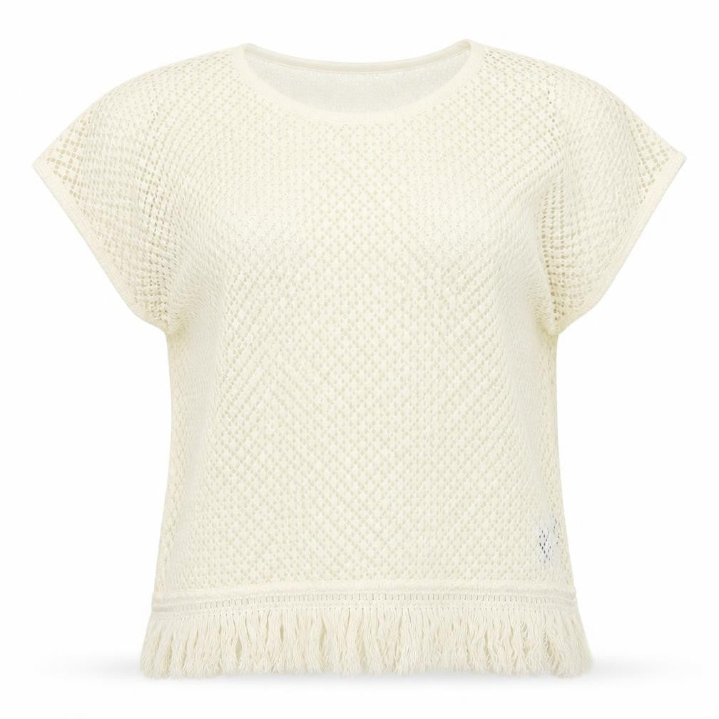 Front view of ESMARA women’s white vest jumper, size M