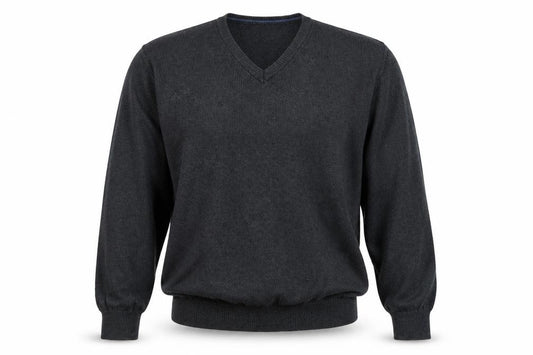 Front view of Marks & Spencer men’s blue knit jumper, size L