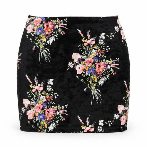 Preworn Womens Black Floral  Mini Skirt Size 6