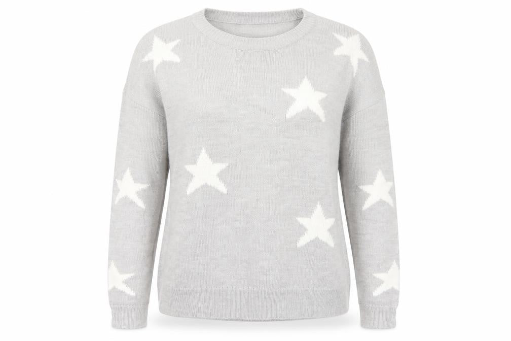 Brave Soul Womens Grey  Knit Pullover Jumper Size 12  - Stars