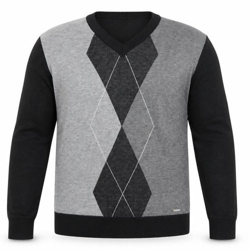 River Road Mens Black Argyle/Diamond  Pullover Jumper Size M