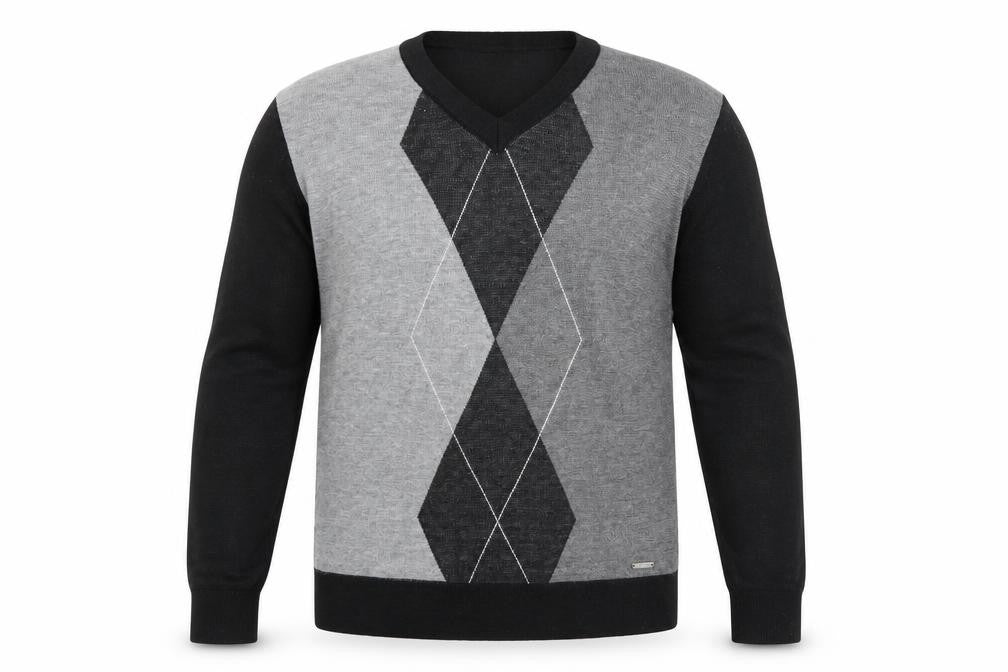 River Road Mens Black Argyle/Diamond  Pullover Jumper Size M