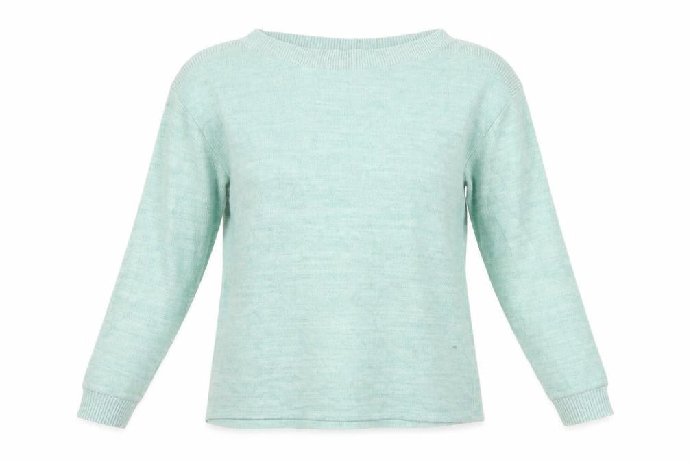 Front view of Papaya women’s blue jumper, size M