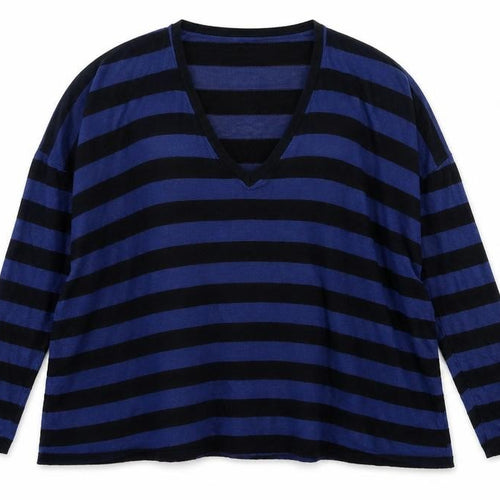 suzy d Womens Blue Striped Knit Pullover Jumper Size S