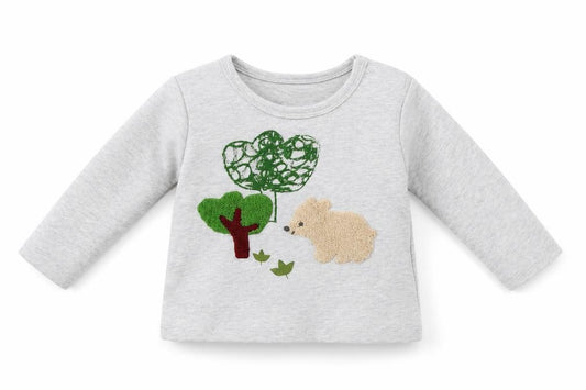 Front view of Marks & Spencer Grey Animal Print Pullover T-Shirt, size 0-3, Months