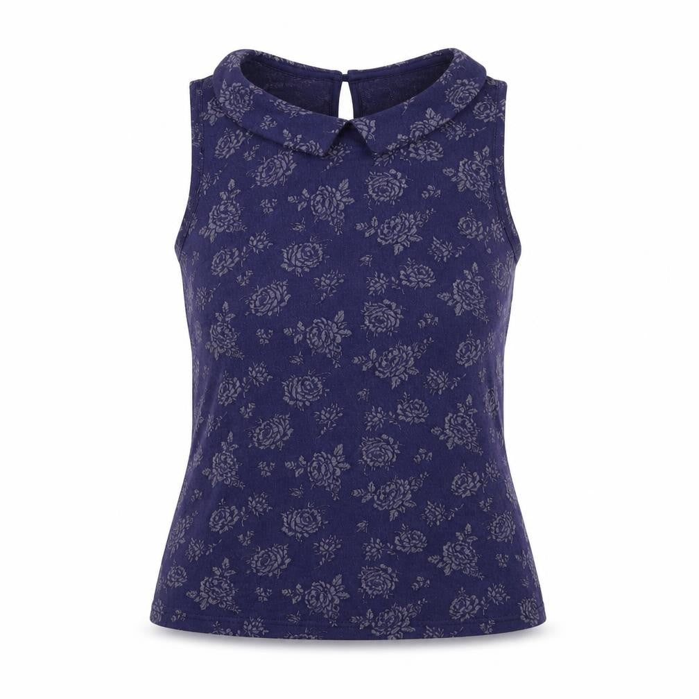 Dorothy Perkins Womens Blue Floral Jersey Basic Blouse Size 10