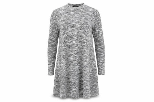 Front view of River Island women’s grey jumper dress, size UK 8