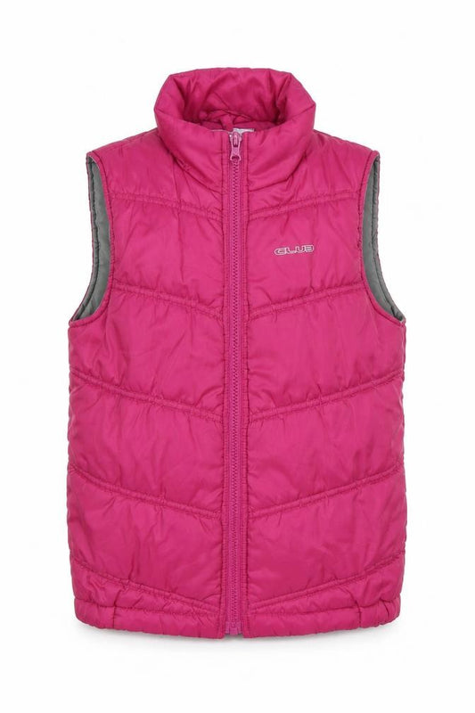 Front view of Lindex girls’ purple gilet coat, size 9, years