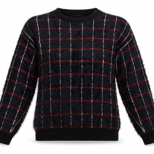 Marks and Spencer Womens Black Check  Pullover Jumper Size 6