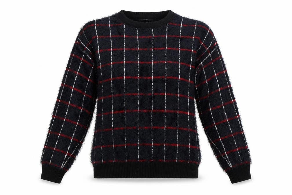 Marks and Spencer Womens Black Check  Pullover Jumper Size 6