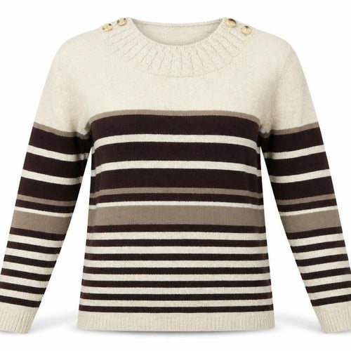 Lizzi Clarke Womens Beige Striped  Pullover Jumper Size M