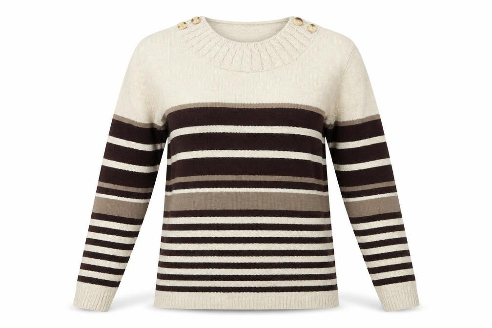 Lizzi Clarke Womens Beige Striped  Pullover Jumper Size M