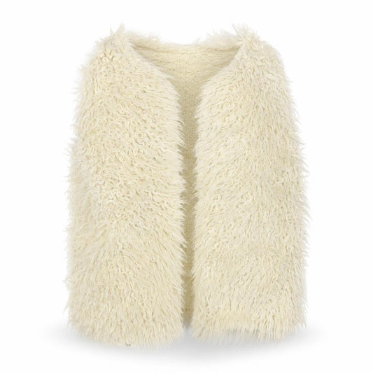Front view of Preworn girls’ beige gilet coat, size 5-6, years