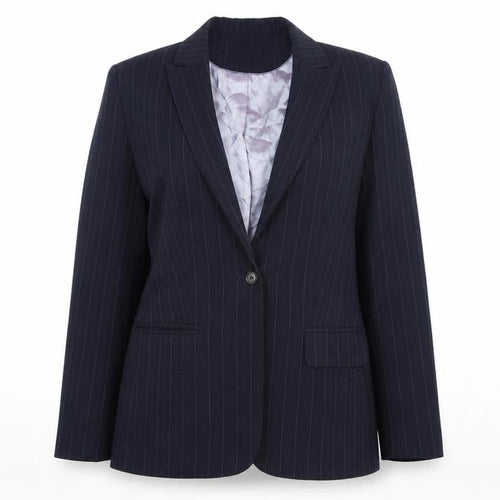 Autonomy Womens Blue Striped Rayon Jacket Suit Jacket Size 14
