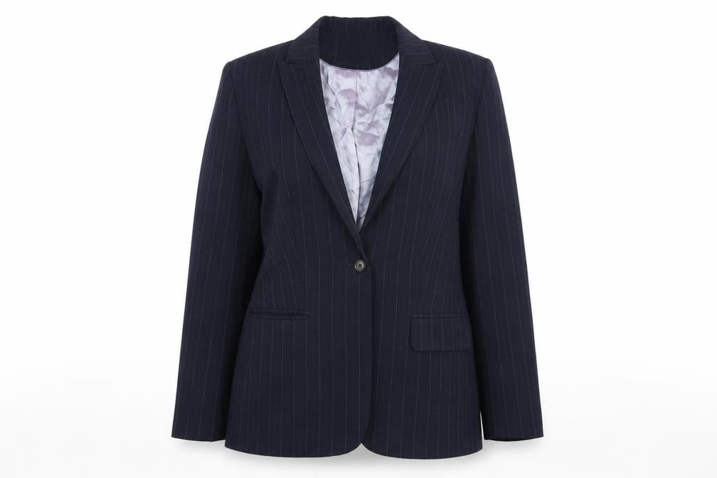Autonomy Womens Blue Striped Rayon Jacket Suit Jacket Size 14